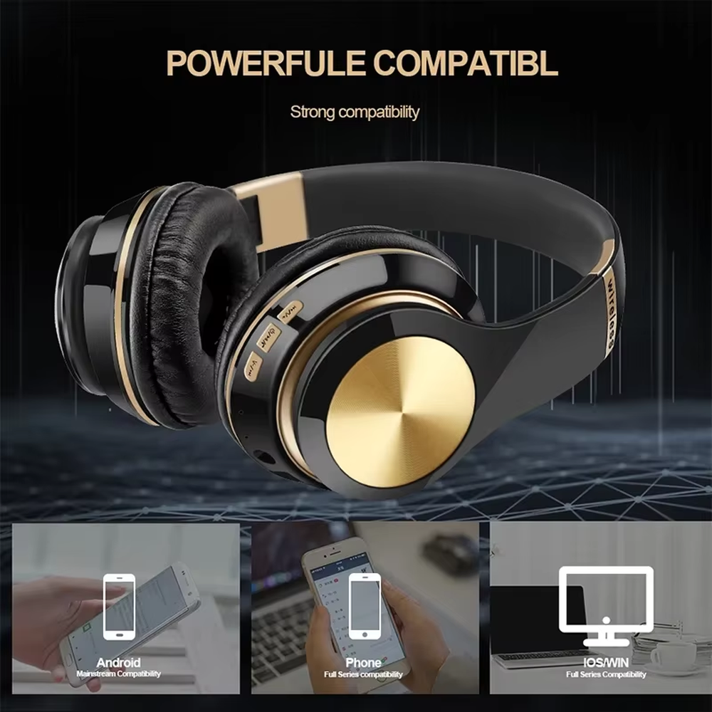 T5 Bluetooth Headphones over Ear Head Wireless Earphones with Mic Music Headset Gamer Foldable Auriculare Fone for Huawei Iphone