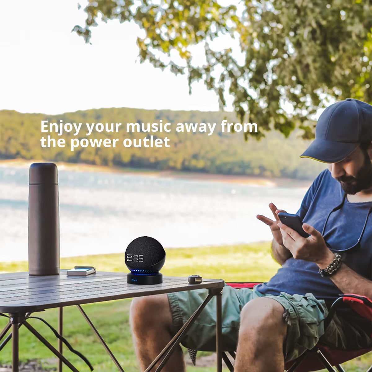 Battery Base for Echo Dot (5Th & 4Th) Rechargeable 5200Mah External Battery Black White Blue Make Your Smart Speaker Portable