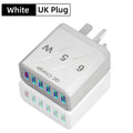 65W 6 Ports USB Charger Fast Charging QC3.0 Travel Charger for Iphone 14 Samsung Xiaomi Mobile Phone Adapter EU KR US UK Plug