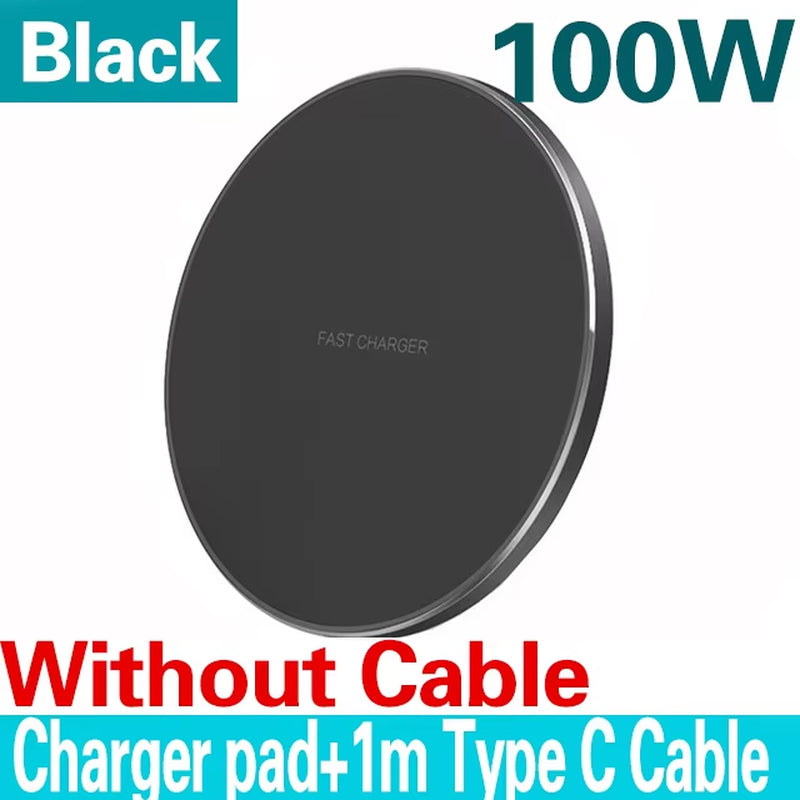100W Fast Wireless Charger Pad for Iphone 15 14 13 12 11 Pro Max Samsung Galaxy S24 S23 S22 S20 Xiaomi Wireless Charging Station