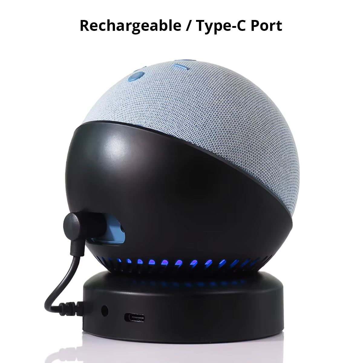 Battery Base for Echo Dot (5Th & 4Th) Rechargeable 5200Mah External Battery Black White Blue Make Your Smart Speaker Portable