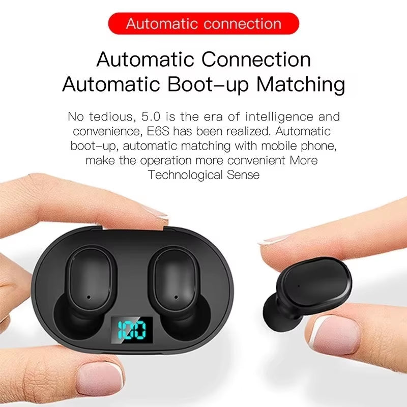 E6S TWS Wireless Headphones Sports Waterproof Bluetooth 5.0 Earphone Stereo Headset with Microphone for Iphone Xiaomi Vivo Oppo
