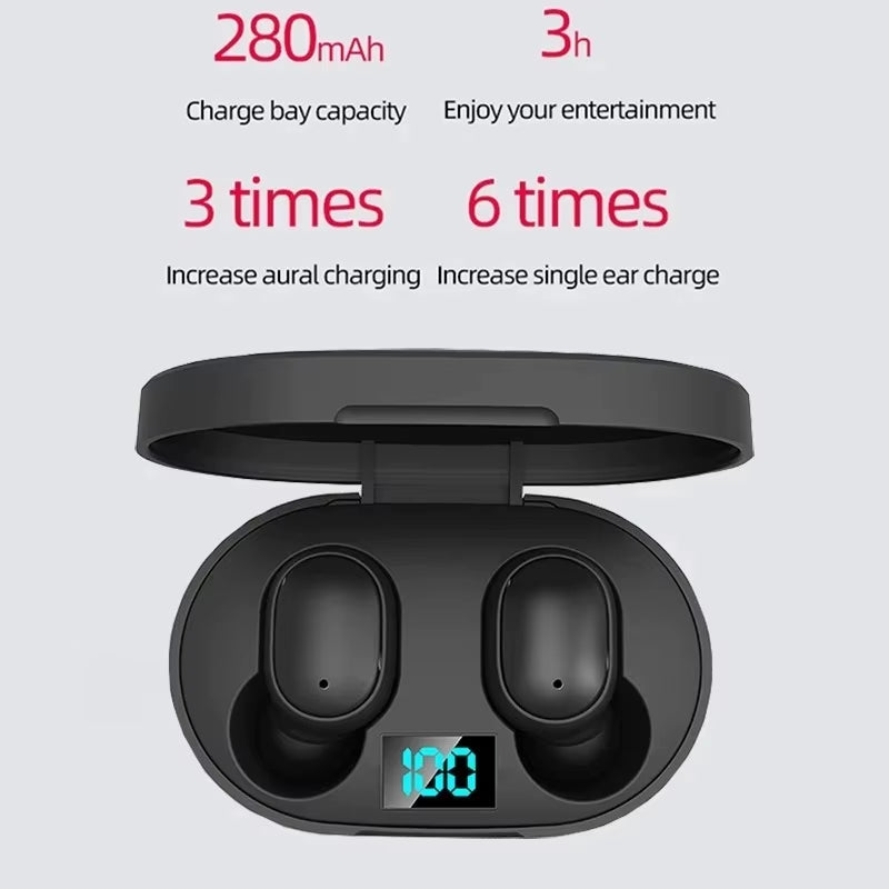 E6S TWS Wireless Headphones Sports Waterproof Bluetooth 5.0 Earphone Stereo Headset with Microphone for Iphone Xiaomi Vivo Oppo