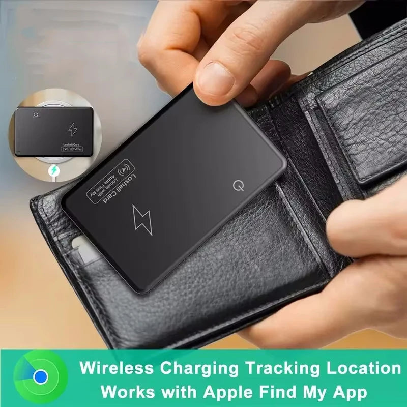 Smart Waterproof Wallet Track Card Location Wireless Charging Wallet Phone Finder Tracking Device Works for IOS Find My Tracker