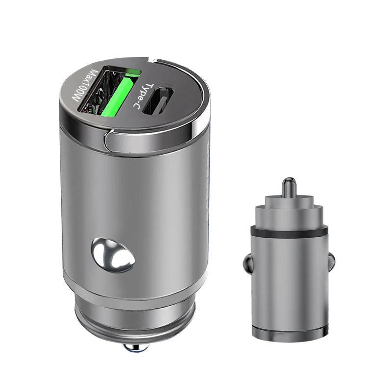 100W Mini Car Charger Lighter Fast Charging for Iphone QC3.0 Mini PD USB Type C Car Phone Charger for Xiaomi Samsung Huawei