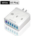 65W 6 Ports USB Charger Fast Charging QC3.0 Travel Charger for Iphone 14 Samsung Xiaomi Mobile Phone Adapter EU KR US UK Plug