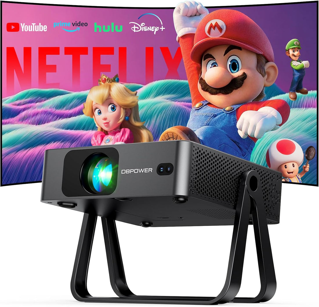 Smart Mini Projector N5 | Ultra-Slim 1.97" | WiFi 6 & Bluetooth | Netflix/Youtube/Disney+/Hulu | AI Auto Focus | 360° Stand | Full HD Home Cinema Portable (Black)